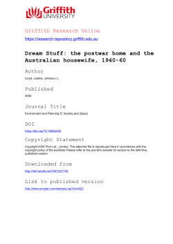 Dream Stuff: the postwar home and the Australian housewife, 1940-60