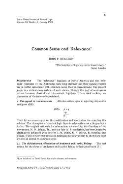 Common Sense and "Relevance"