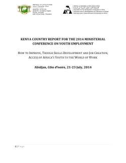 KENYA COUNTRY REPORT FOR THE 2014 MINISTERIAL