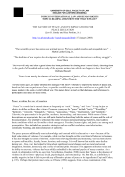 THE NATURE OF PEACE AND ITS IMPLICATIONS FOR PEACE