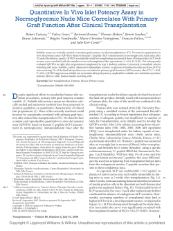 Quantitative In Vivo Islet Potency Assay in Normoglycemic Nude