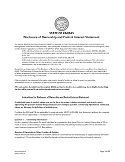 STATE OF KANSAS Disclosure of Ownership and Control Interest