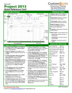 Project 2013 Quick Reference
