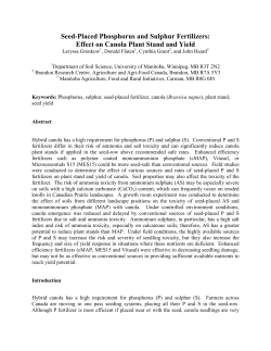 Seed-Placed Phosphorus and Sulphur Fertilizers: Effect on Canola