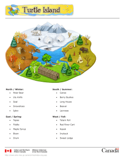 North / Winter: &bull; Polar Bear &bull; Ulu Knife &bull; Seal &bull; Snowshoes &bull; Igloo