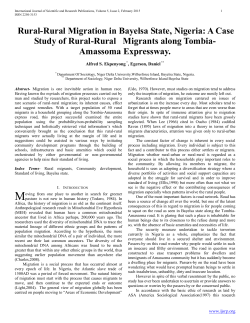 Rural-Rural Migration in Bayelsa State, Nigeria: A Case Study of