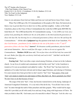 The Final Sunday of the Church Year Ezekiel 34:11-16, 20