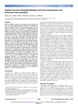 Nuclear Survivin Abrogates Multiple Cell Cycle