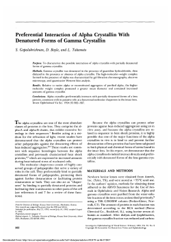 Preferential interaction of alpha crystallin with denatured