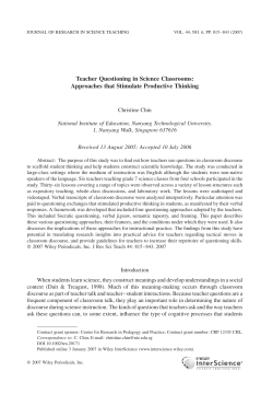 Teacher questioning in science classrooms: Approaches