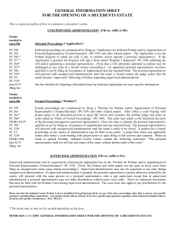 General Information Sheet for the Opening of a Decedent`s Estates