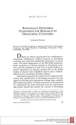 rationally defensible standards for research in developing countries