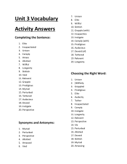 Unit 3 Vocabulary Activity Answers Completing the Sentence