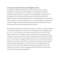 1 8. Progressive Imperfective (Excerpt from Eggleston, 2013) The