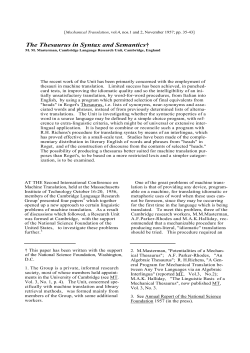 The thesaurus in syntax and semantics