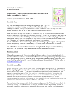 Summer of Lost and Found By Rebecca Behrens A Common Core