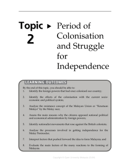 Period of Colonisation and Struggle for Independence