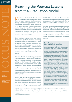 Reaching the Poorest: Lessons from the Graduation Model