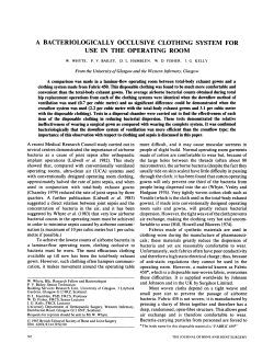 A BACTERIOLOGICALLY OCCLUSIVE CLOTHING SYSTEM FOR