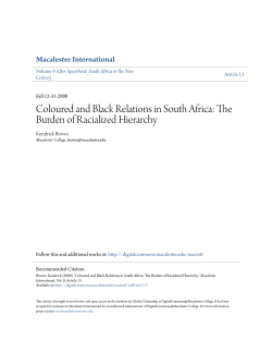 Coloured and Black Relations in South Africa: The Burden of