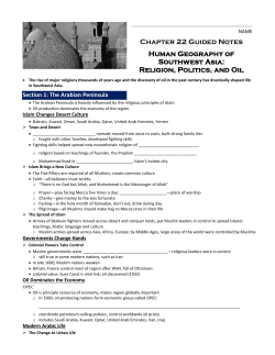 Chapter 22 Guided Notes Human Geography of Southwest Asia