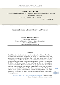 124 Structuralism as a Literary Theory: An Overview Sanusi, Ibrahim