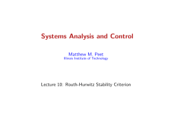 Lecture 10: Routh-Hurwitz Stability Criterion