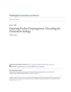 Enjoining Product Disparagement - Washington University Open