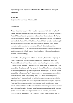 Epistemology of the Oppressed: The Dialectics of Paulo