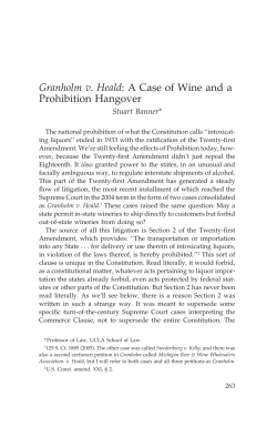 Granholm v. Heald: A Case of Wine and a Prohibition Hangover