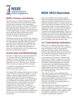 NSSE 2013 Overview