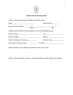 Spanish Placement Assessment Thank you for