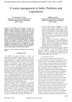 E-waste management in India: Problems and Legislations
