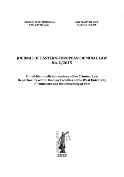 JOURNAL OF EASTERN-EUROPEAN CRIMINAL LAW No. 2/2015