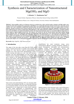 Synthesis and Characterization of Nanostructured Mg(OH)2 and MgO