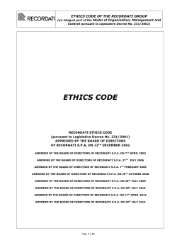 Code of Ethics amended on 29th july 2015