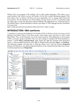 INTRODUCTION: VBA userforms