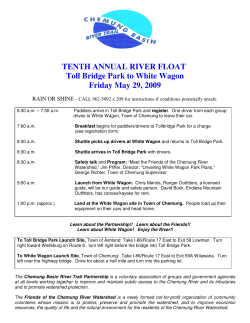 TENTH ANNUAL RIVER FLOAT Toll Bridge Park to White Wagon