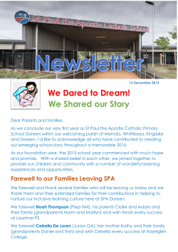 Newsletter 16 December 2015 - St Paul the Apostle, Doreen
