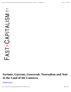 Saviano, Garrone, Gomorrah: Neorealism and Noir