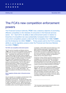 The FCA`s new competition enforcement powers