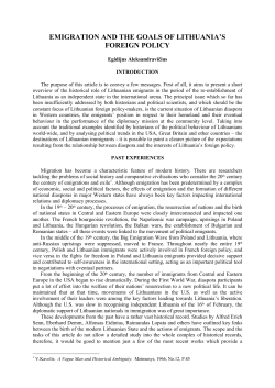 emigration and the goals of lithuania`s foreign policy