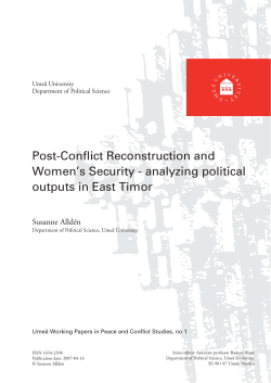 Post-Conflict Reconstruction and Women`s Security