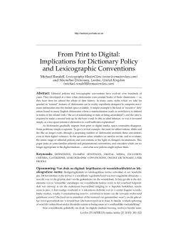 From print to digital: implications for dictionary policy and