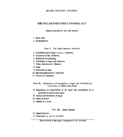 THE SUGAR INDUSTRY CONTROL ACT