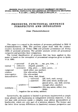 Pronouns, functional setence perspective and intonation