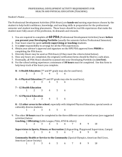 PROFESSIONAL DEVELOPMENT ACTIVITY REQUIREMENTS FOR