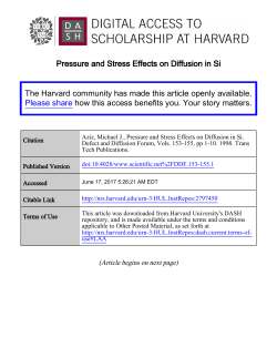 Pressure and Stress Effects on Diffusion in Si The Harvard