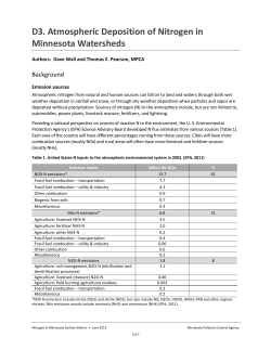 Atmospheric Deposition of Nitrogen in Minnesota Watersheds