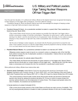 US Military and Political Leaders Urge Taking Nuclear Weapons Off